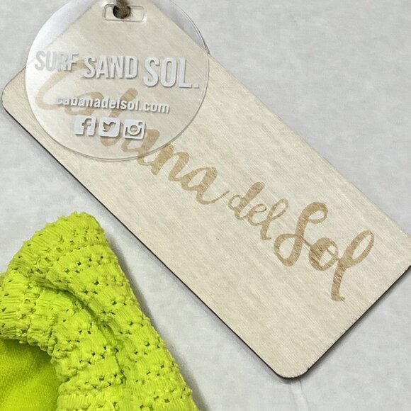 Cabana Del Sol Bikini Womens XL Lime‎ Green Textured Bandeau High Waist Cheeky - Picture 5 of 6